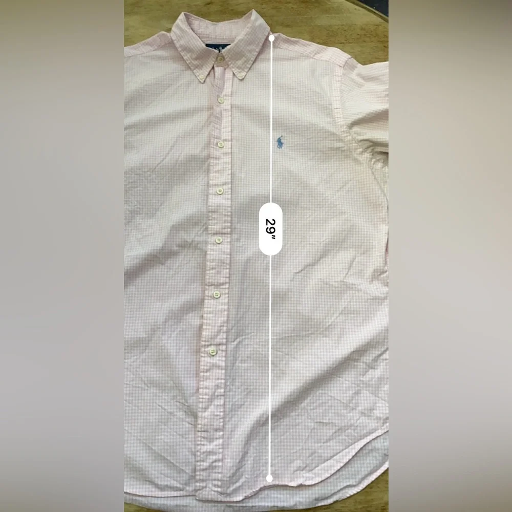 Polo by Ralph Lauren Classic Fit Men’s 16 34/35 100% Cotton Pink Gingham Oxford‎